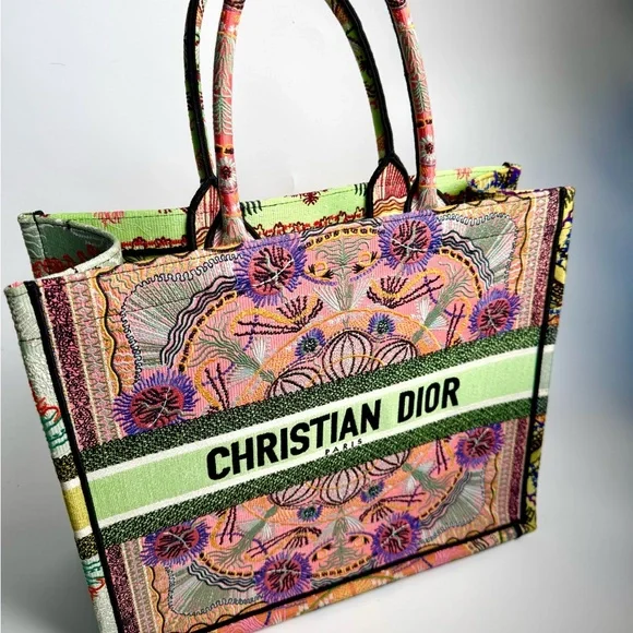 Christian Dior DIOR BOOK Tote Bag Large Pink Multicolour Canvas New - Picture 1 of 7